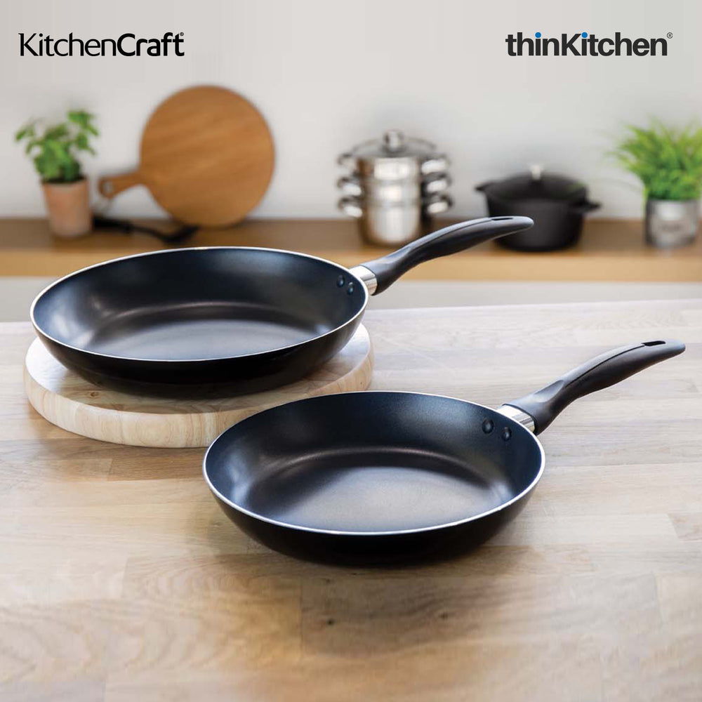KitchenCraft 9.4" & 11" Premium Non-Stick Set of 2 PFOA-Free Frying Pan with Soft-Grip Handles (800ml & 1.6L)
