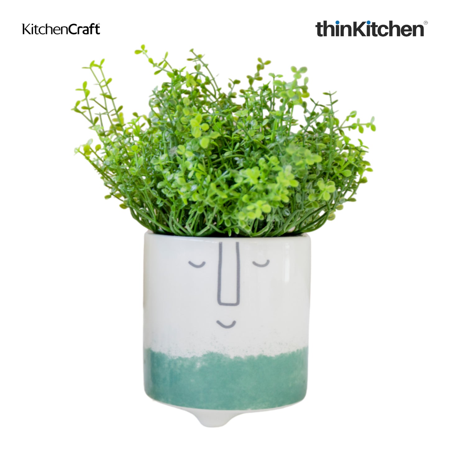 Kitchencraft Ceramic Plant Pot With Happy Face Design