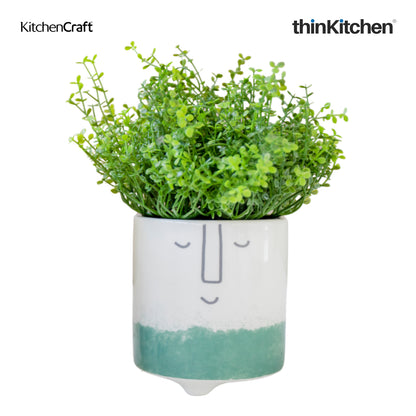 Kitchencraft Ceramic Plant Pot With Happy Face Design