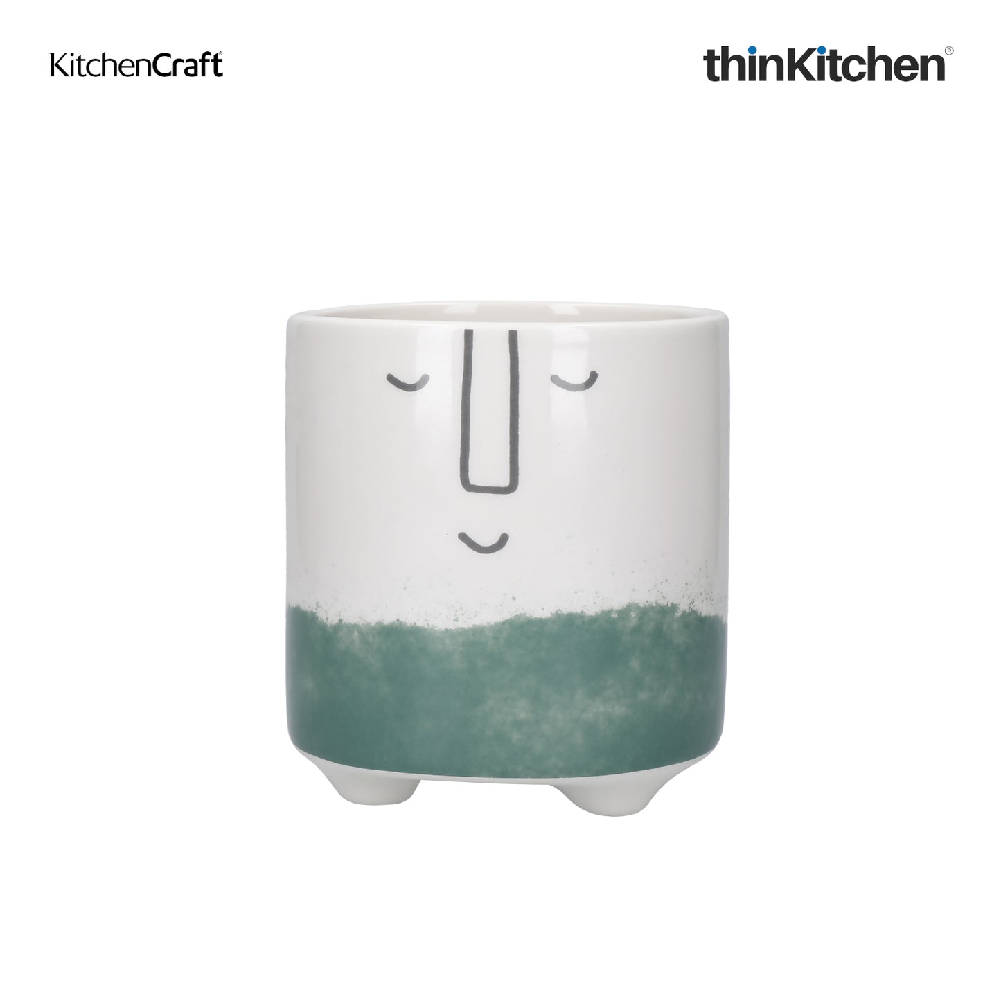 Kitchencraft Ceramic Plant Pot With Happy Face Design
