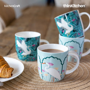 KitchenCraft Barrel Mug Set, Exotic Crane, Set of 4