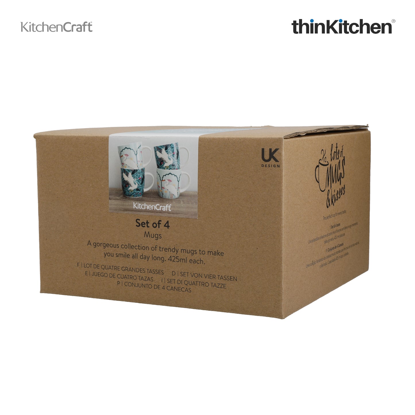 KitchenCraft Barrel Mug Set, Exotic Crane, Set of 4