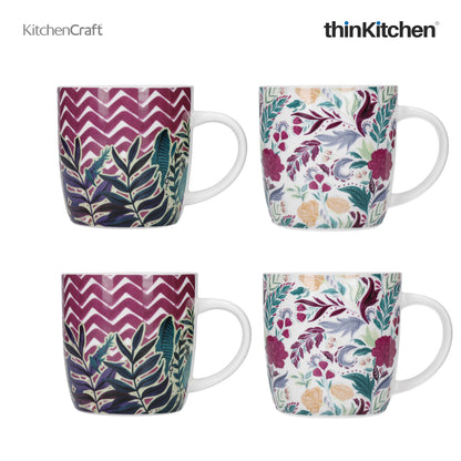 Kitchencraft Barrel Mug Set Exotic Floral Set Of 4