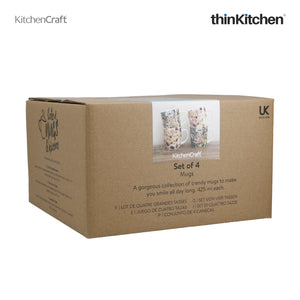 KitchenCraft Barrel Mug Set, Terazzo Floral, Set of 4