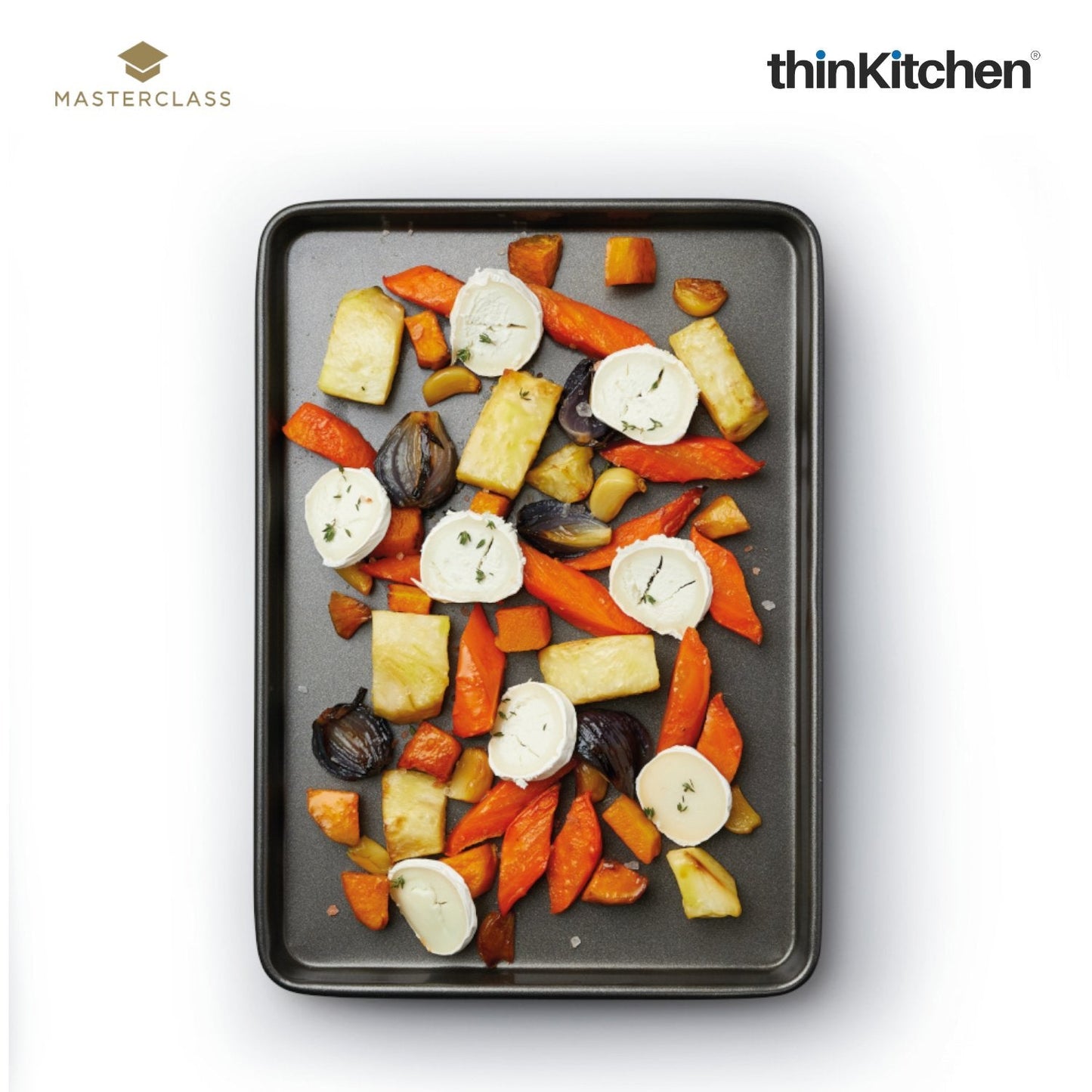 Masterclass Baker's Combo: Non-Stick 2-in-1 Divided Crisping Tray / Ridged Baking Tray x Double Layered Baking Sheet