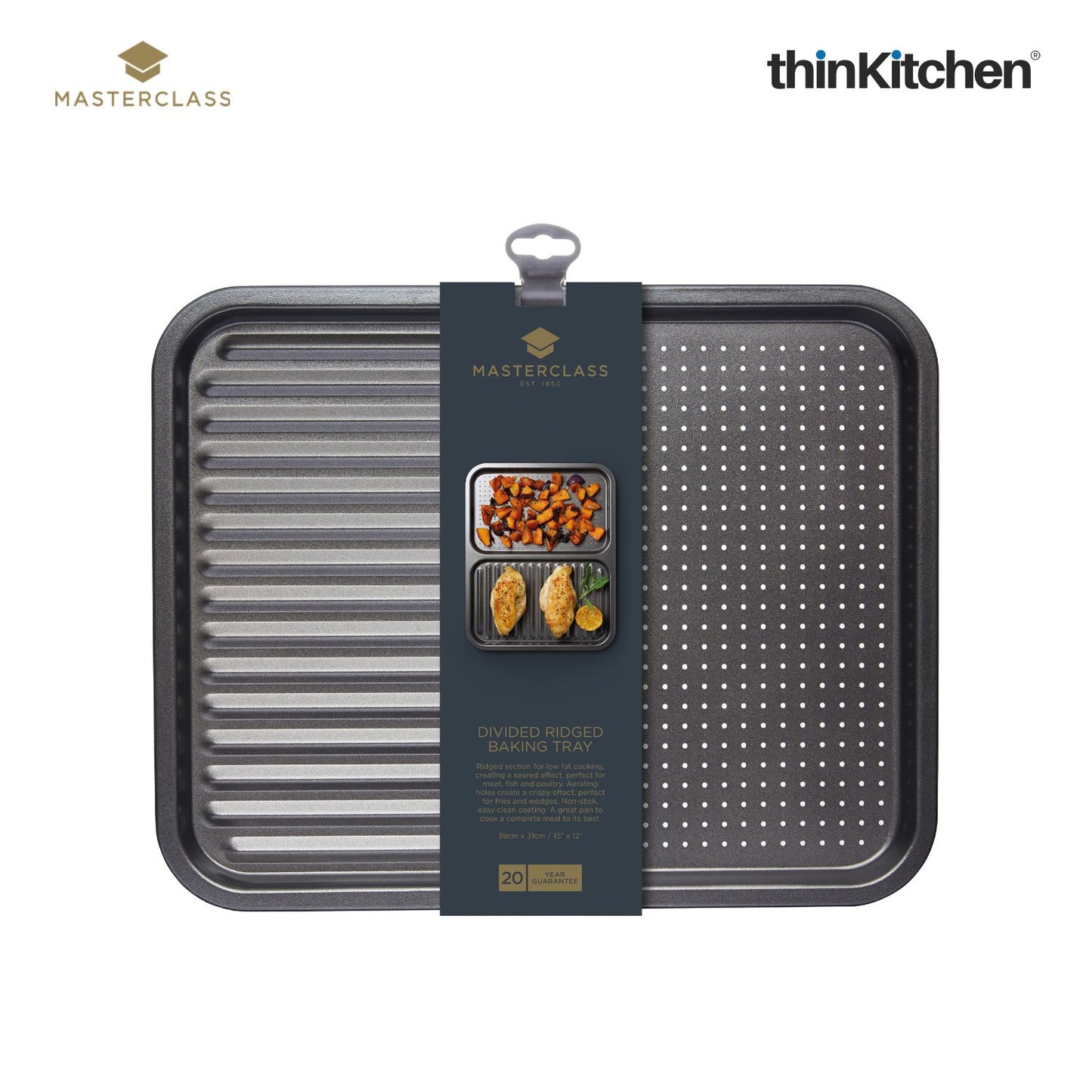 Masterclass Non Stick 2 In 1 Divided Crisping Tray Ridged Baking Tray