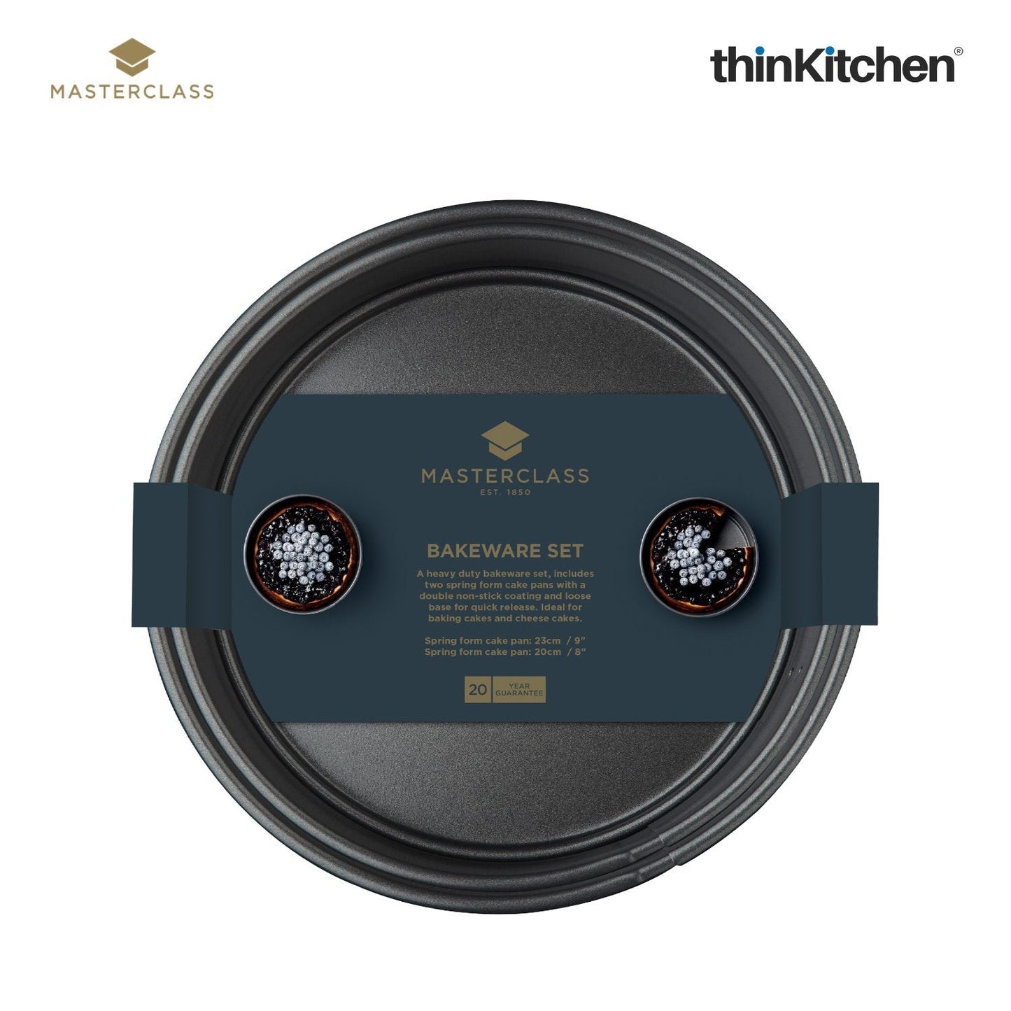 KitchenCraft Non-Stick 20cm and 23cm Spring Form Pans x Tempered Stainless Steel Large Palette Knife combo set
