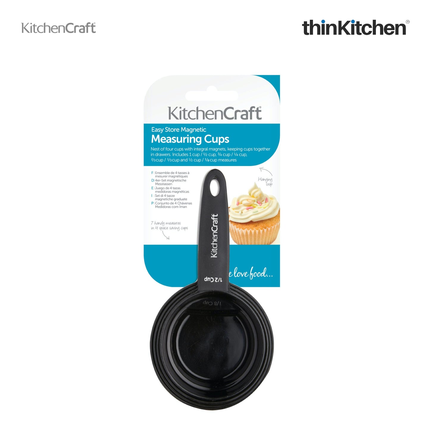 KitchenCraft Easy Nest Magnetic Measuring Cups, Set of 4