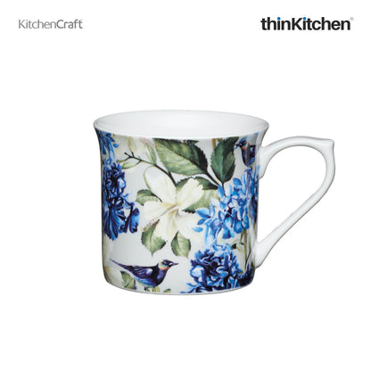 KitchenCraft Fluted Mug, Blue Bird, 300ml