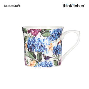 KitchenCraft Fluted Mug, Country Floral, 300ml