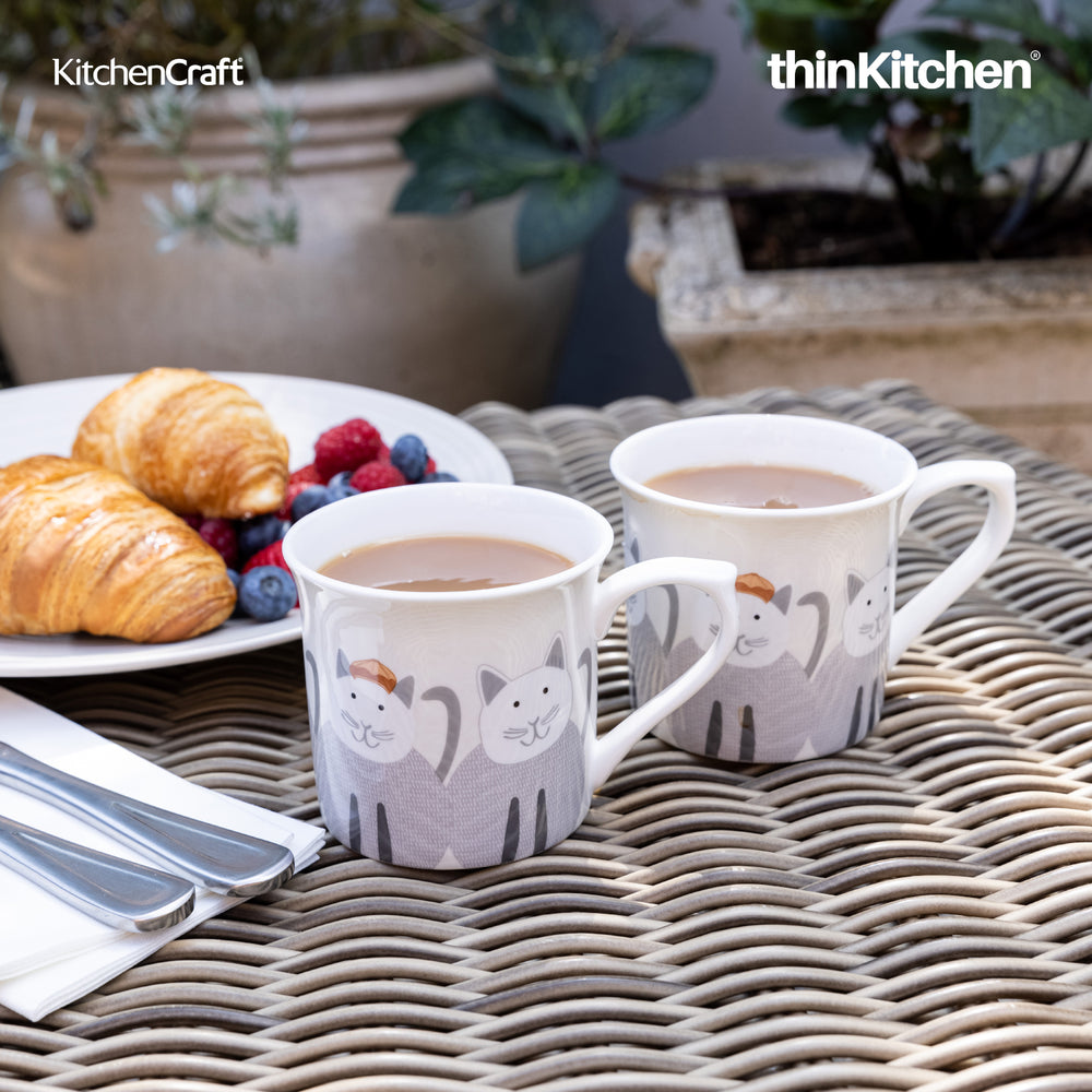 KitchenCraft 300ml Premium Cat Design Bone China Tea / Coffee Mug