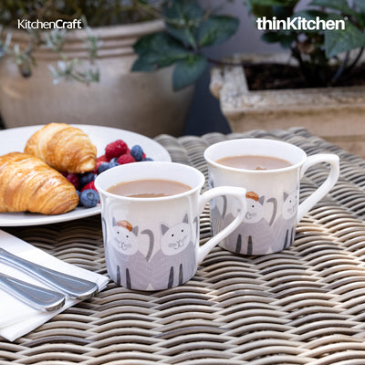 KitchenCraft White Bone China Fluted Mug, 300 ml
