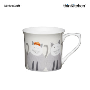 KitchenCraft Fluted Mug, Cats, 300ml