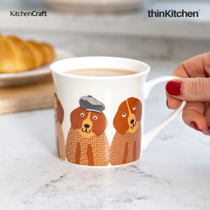 KitchenCraft Fluted Mug, Dogs, 300ml