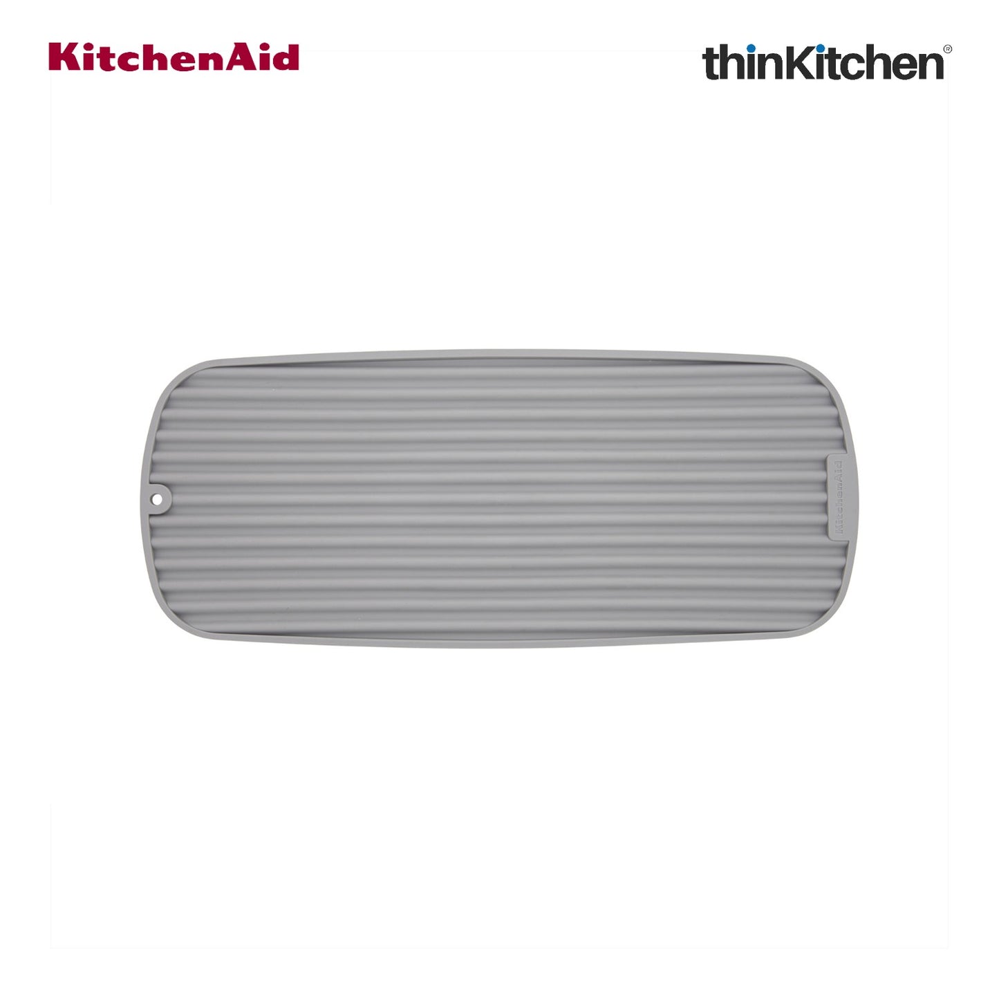 KitchenAid Slim Dish Drying Mat for Kitchen Counter, Grey, 43 x 18cm