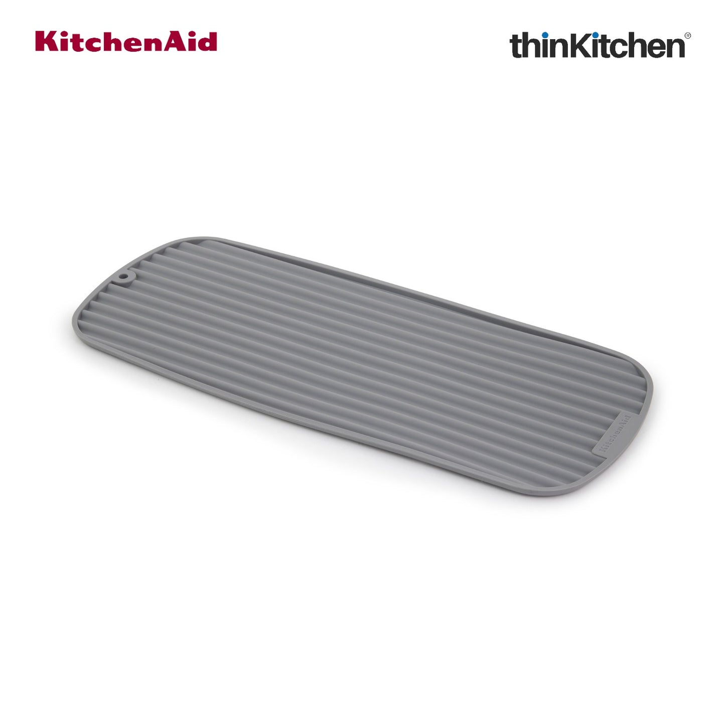 KitchenAid Slim Dish Drying Mat for Kitchen Counter, Grey, 43 x 18cm