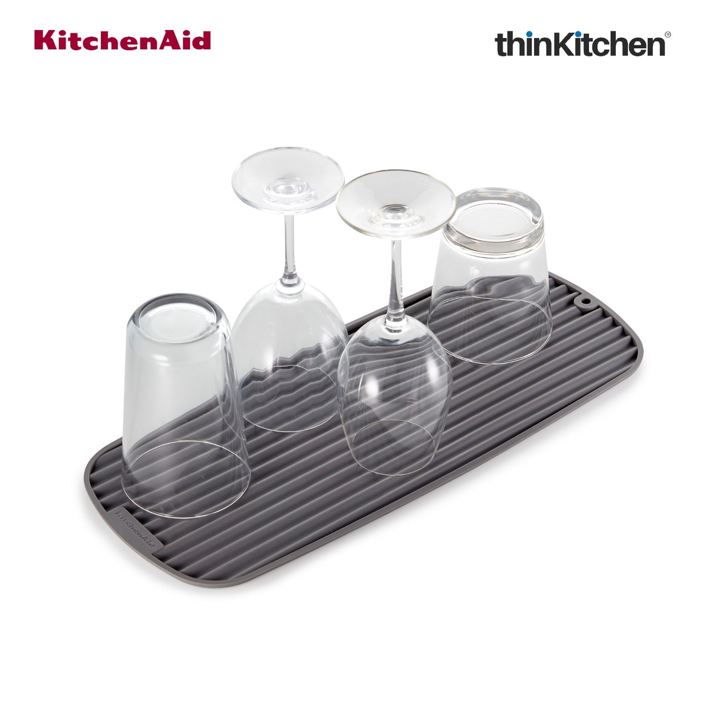 KitchenAid Slim Dish Drying Mat for Kitchen Counter, Grey, 43 x 18cm