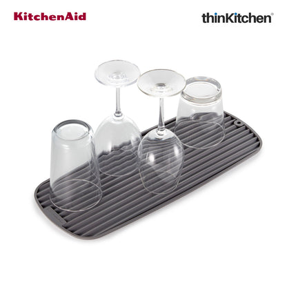 KitchenAid Slim Dish Drying Mat for Kitchen Counter, Grey, 43 x 18cm