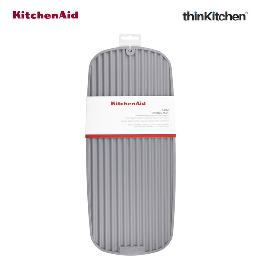 KitchenAid Slim Dish Drying Mat for Kitchen Counter, Grey, 43 x 18cm