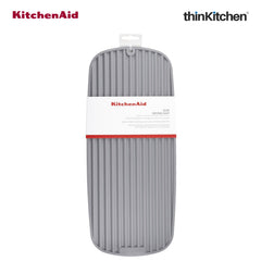 KitchenAid Slim Dish Drying Mat for Kitchen Counter, Grey, 43 x 18cm