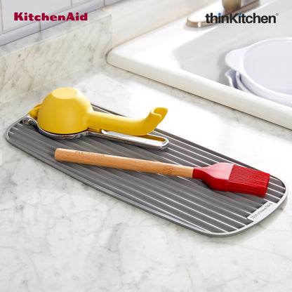 KitchenAid Slim Dish Drying Mat for Kitchen Counter, Grey, 43 x 18cm