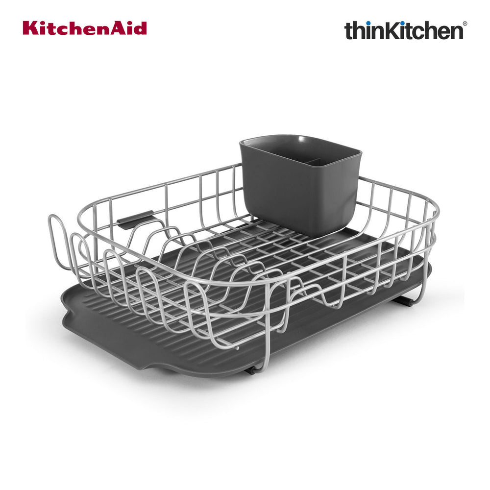 KitchenAid Low Profile Stainless Steel Dish Drying Rack - Grey | 44.6 x 32 x 15.9 cms
