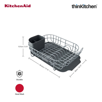 KitchenAid Low Profile Stainless Steel Dish Drying Rack - Grey | 44.6 x 32 x 15.9 cms