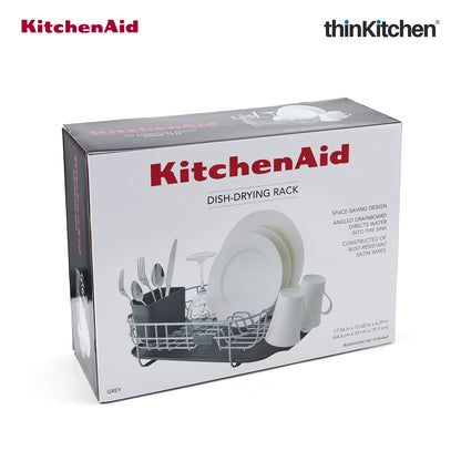 KitchenAid Low Profile Stainless Steel Dish Drying Rack - Grey | 44.6 x 32 x 15.9 cms
