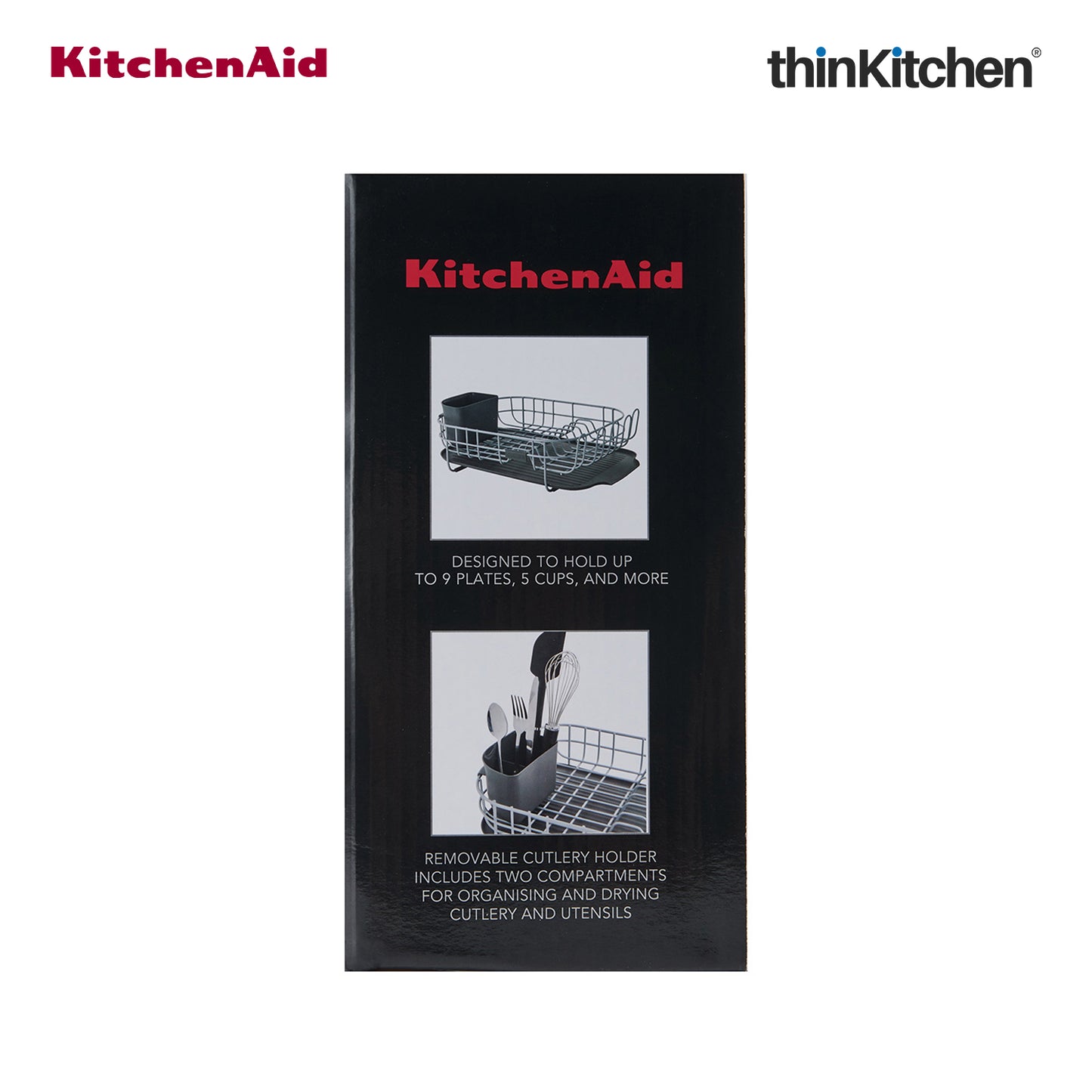 KitchenAid Low Profile Stainless Steel Dish Drying Rack - Grey | 44.6 x 32 x 15.9 cms