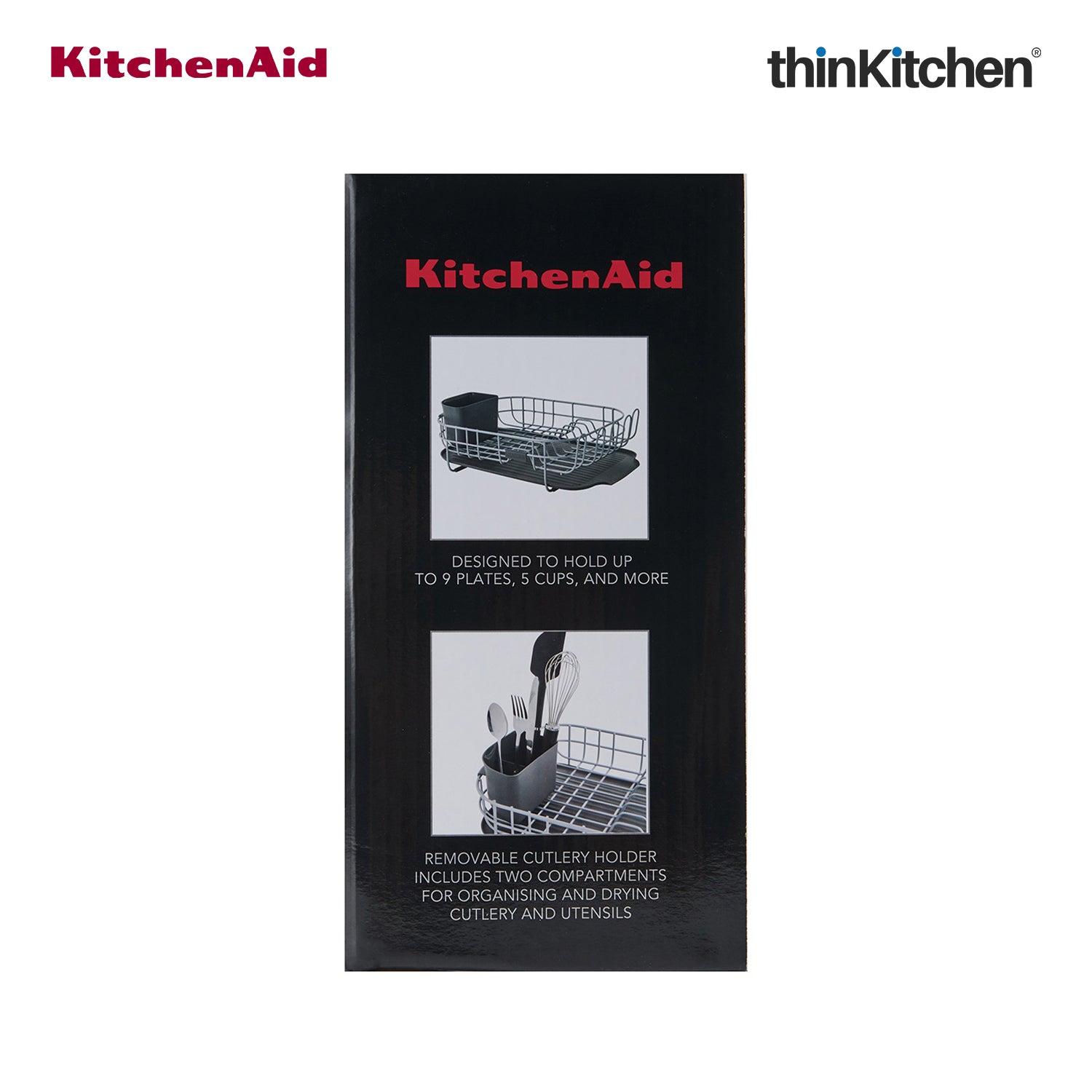 KitchenAid Low Profile Stainless Steel Dish Drying Rack - Grey | 44.6 x 32 x 15.9 cms - 6