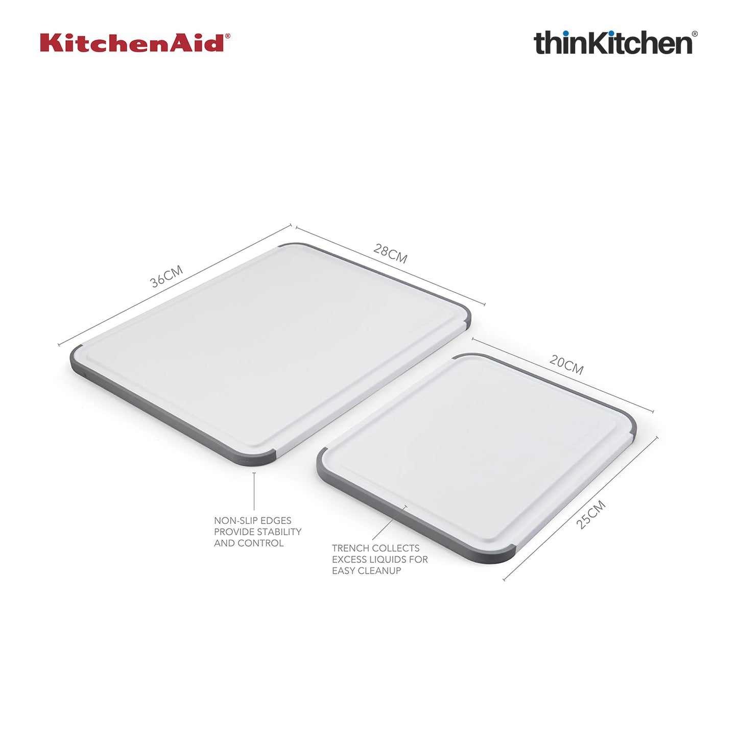 Kitchenaid Classic Polypropylene Non Slip Cutting Boards Set Of 2