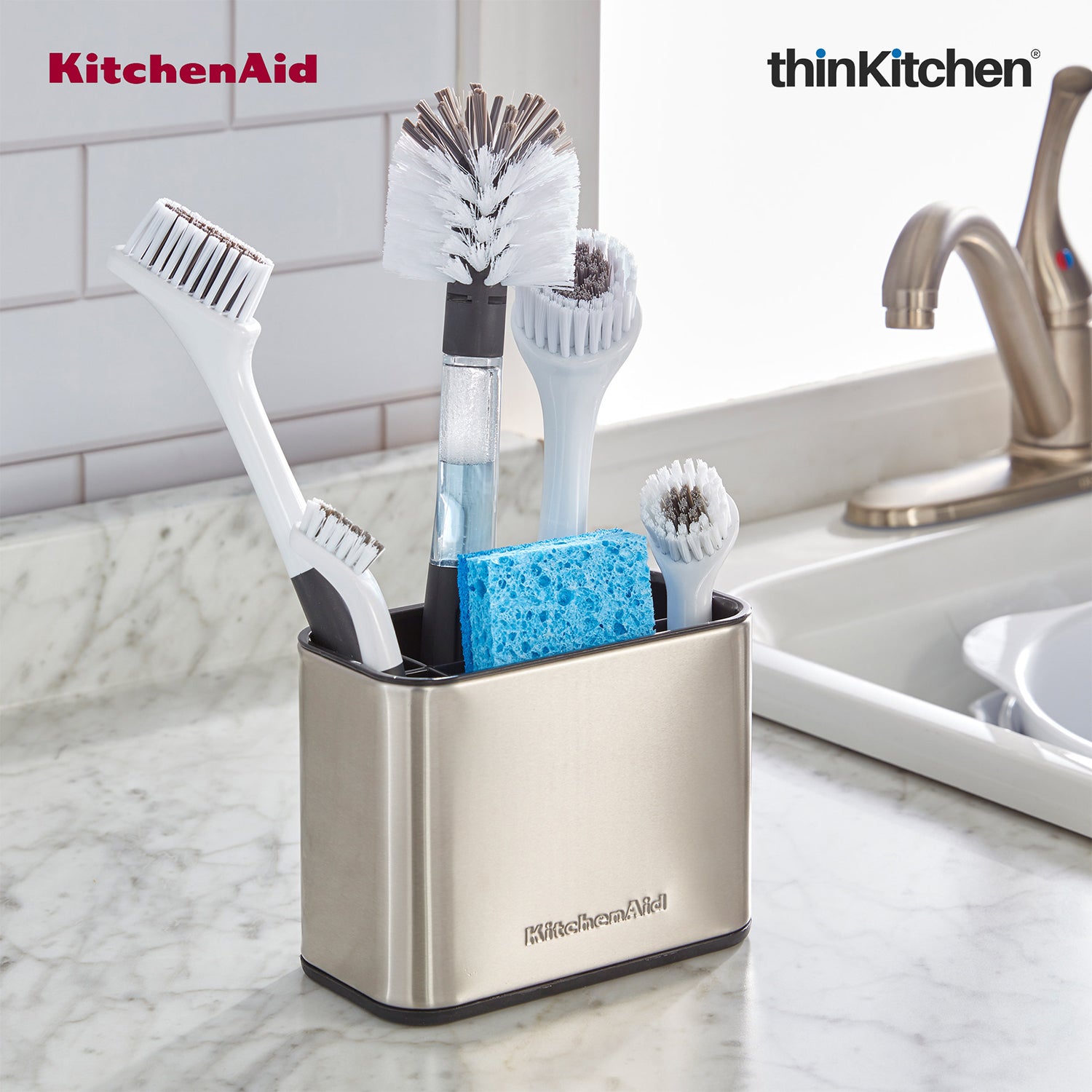 Premium Stainless Steel Sink Brush Caddy - 8