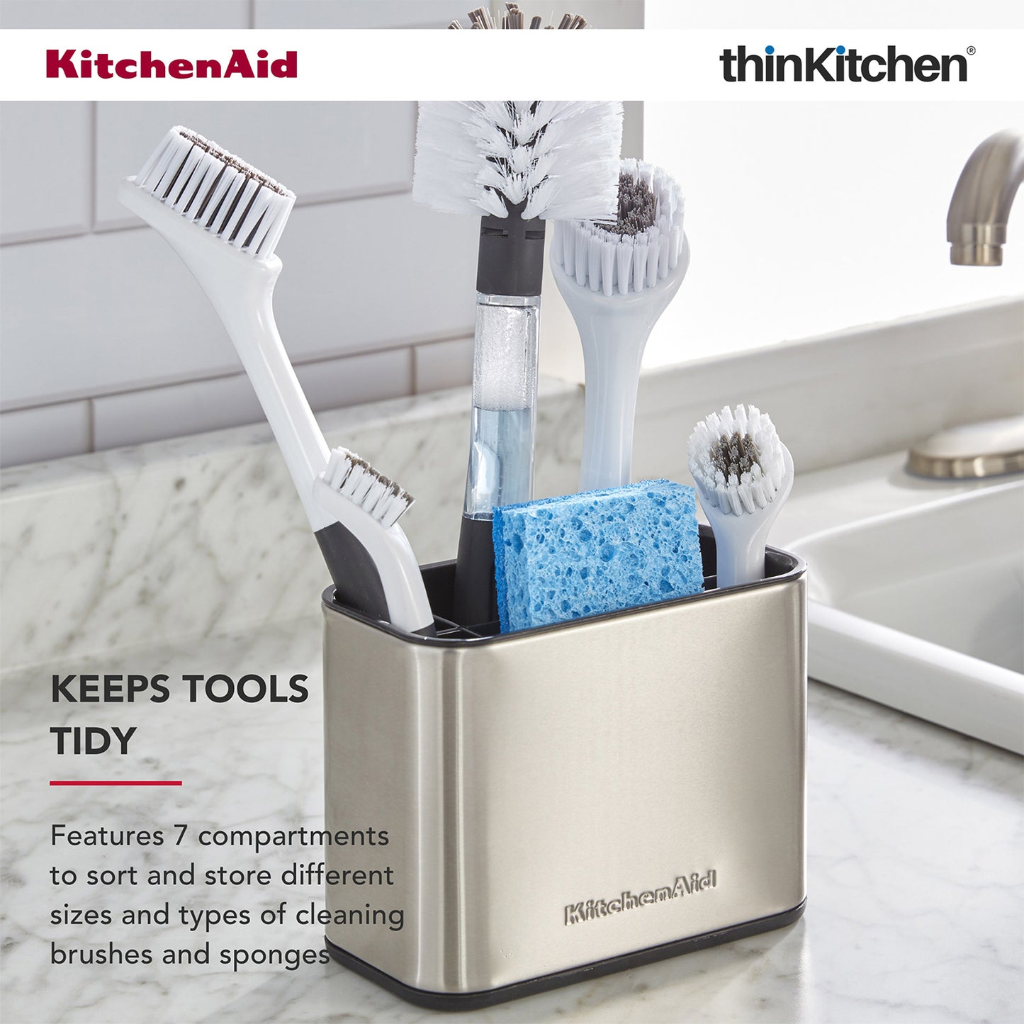 Premium Stainless Steel Sink Brush Caddy