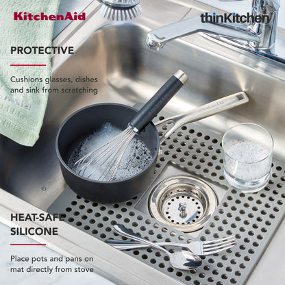 KitchenAid Silicone Sink Protector Mat, Heat Resistant Sink Guard, Grey