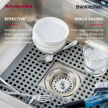 KitchenAid Silicone Sink Protector Mat, Heat Resistant Sink Guard, Grey
