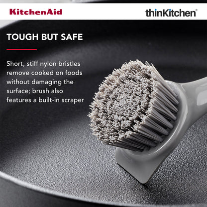 KitchenAid Cast Iron Cleaning Sink Brush, Grey - 26cm | Dishwasher Safe