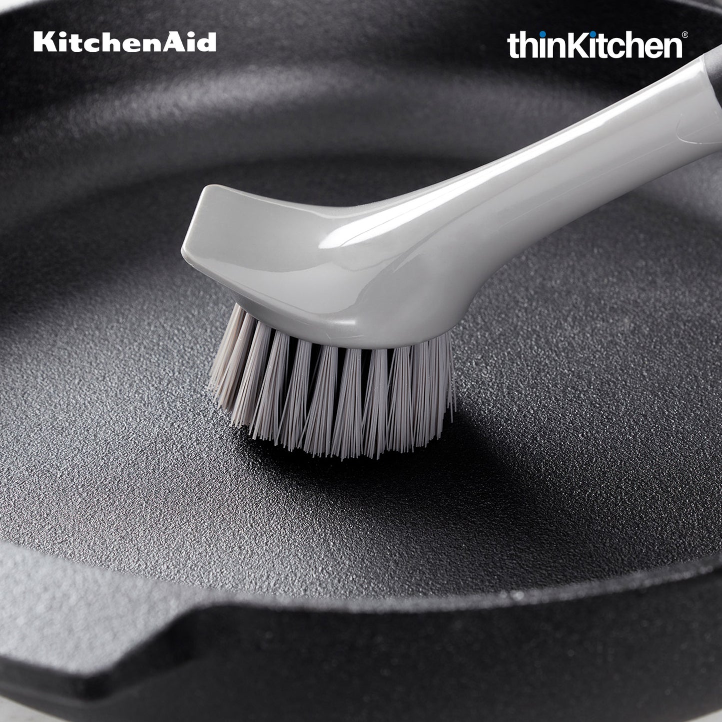 KitchenAid Cast Iron Cleaning Sink Brush, Grey - 26cm | Dishwasher Safe