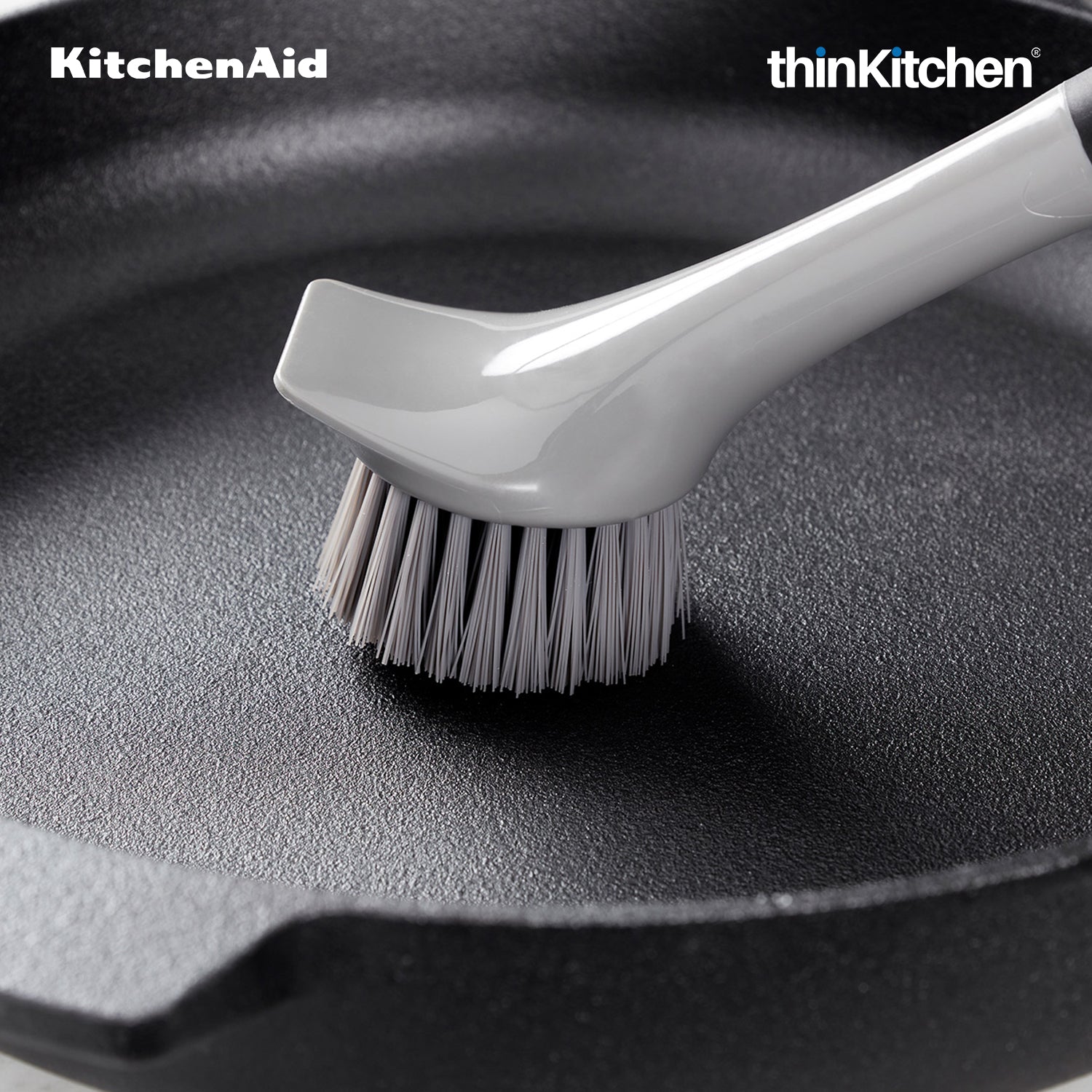 KitchenAid Cast Iron Cleaning Sink Brush, Grey - 26cm | Dishwasher Safe - 4