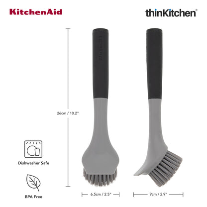 KitchenAid Cast Iron Cleaning Sink Brush, Grey - 26cm | Dishwasher Safe