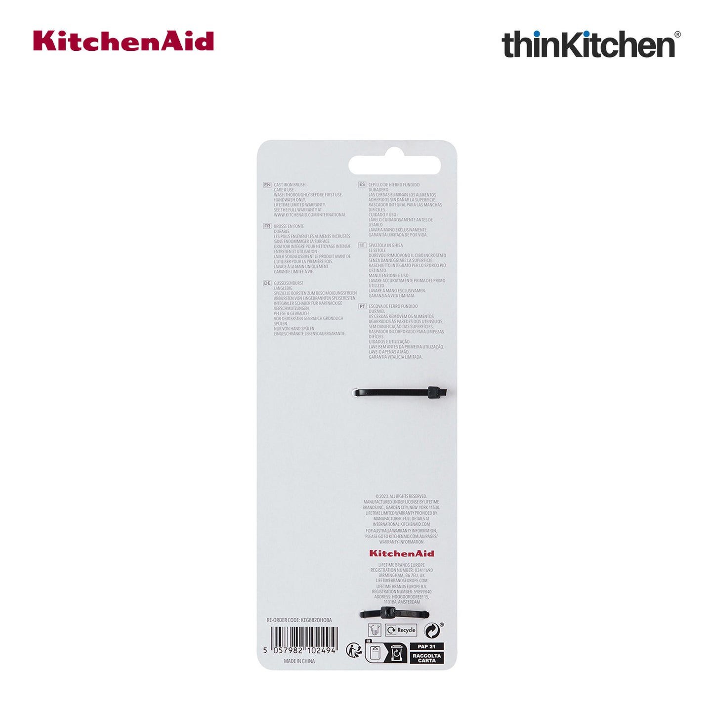 KitchenAid Cast Iron Cleaning Sink Brush, Grey - 26cm | Dishwasher Safe