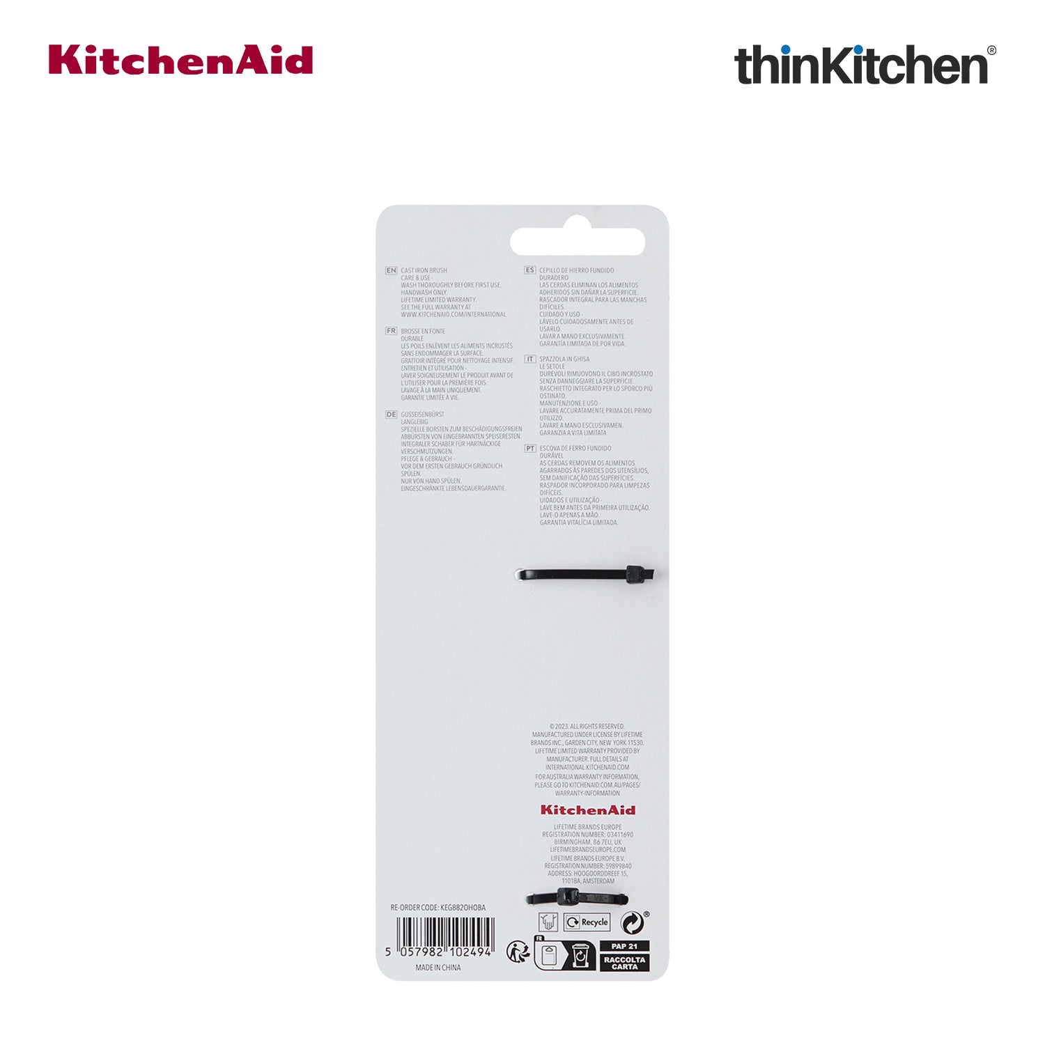 KitchenAid Cast Iron Cleaning Sink Brush, Grey - 26cm | Dishwasher Safe - 7