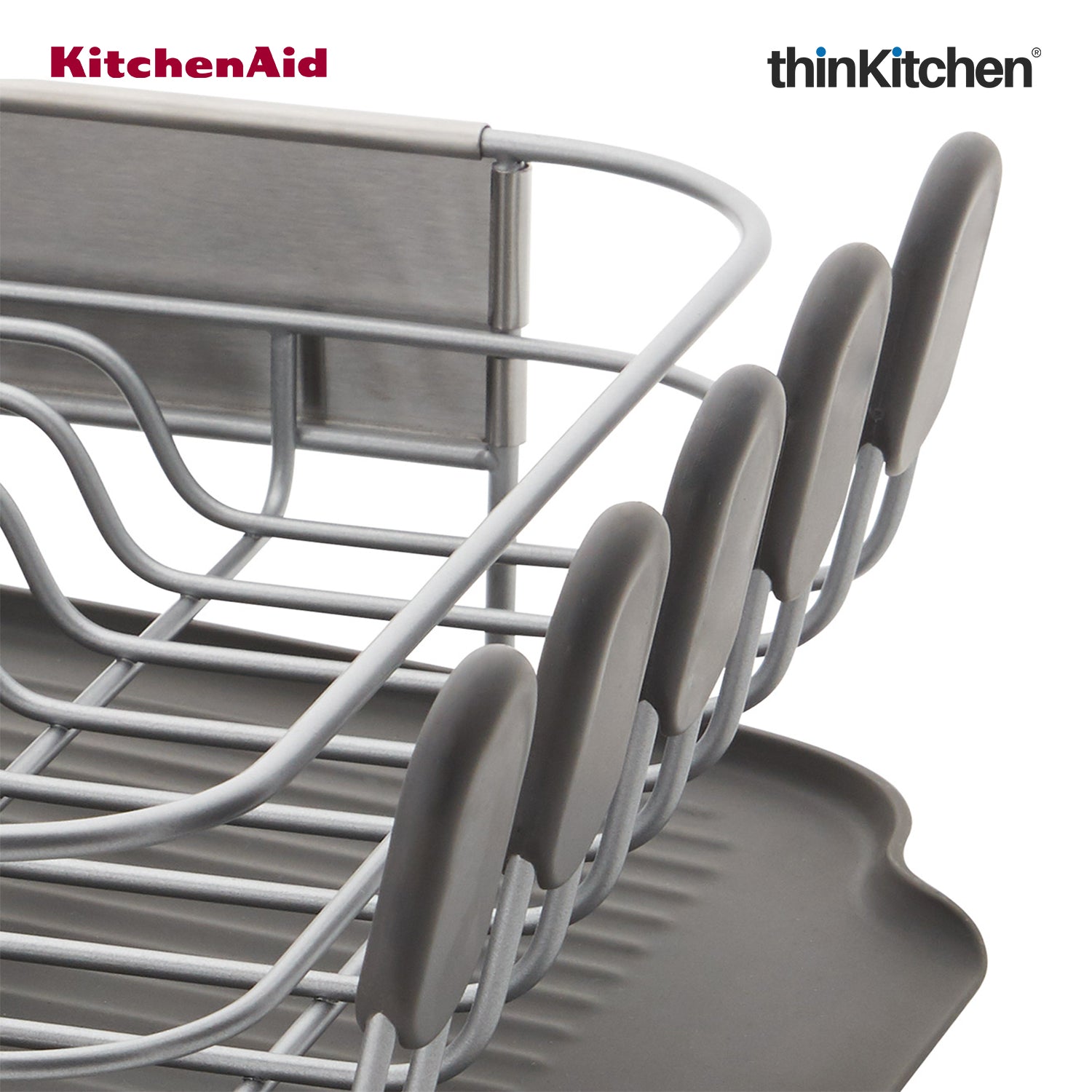 KitchenAid Space-Saving Metal & Plastic Dish Drainer with Cutlery Caddy - (40.8 x 32 x 15 cms) - 3