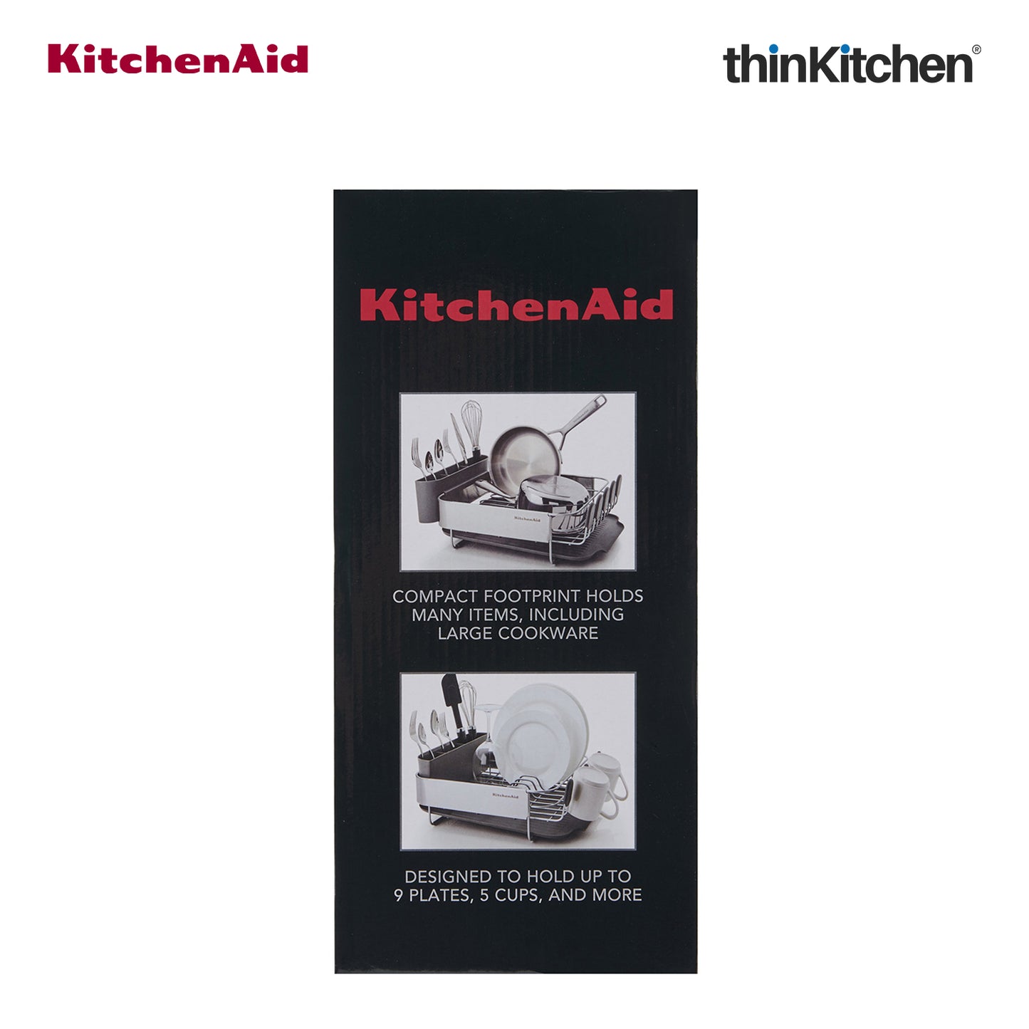 KitchenAid Space-Saving Metal & Plastic Dish Drainer with Cutlery Caddy - (40.8 x 32 x 15 cms)