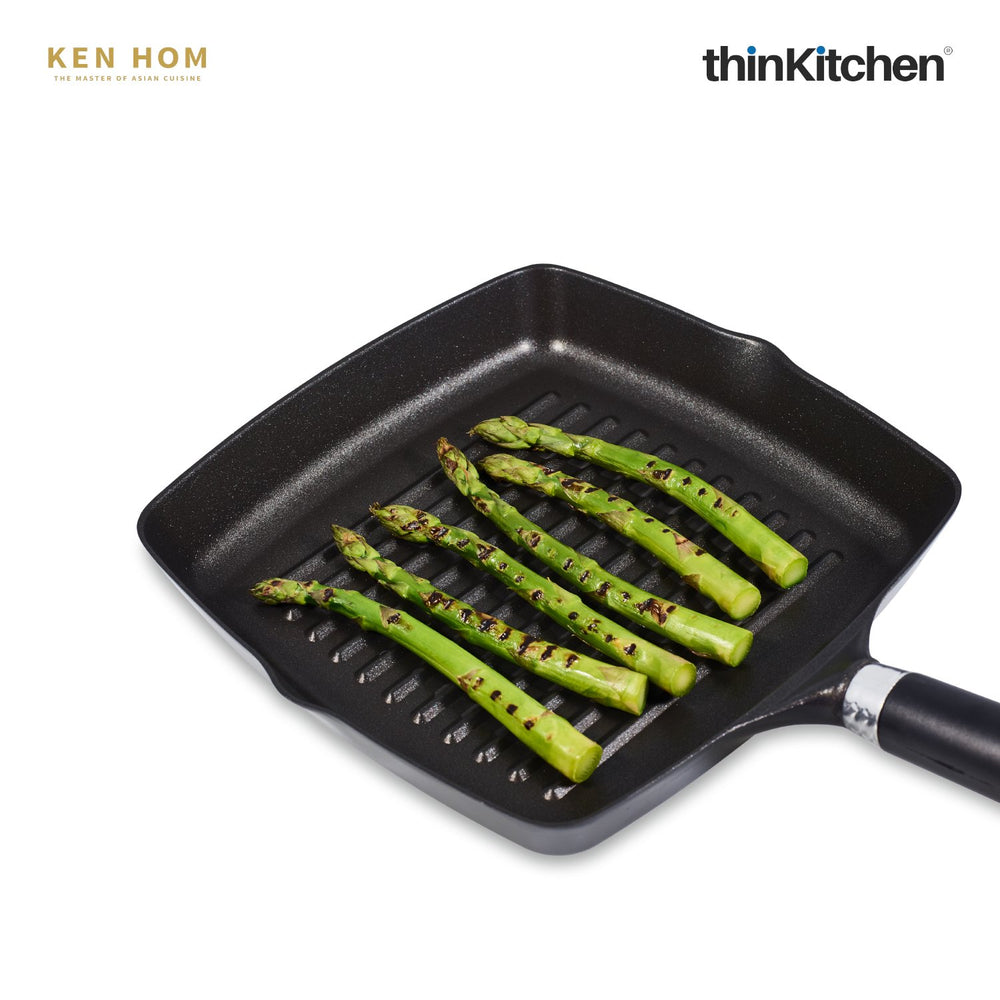 Ken Hom 10" Premium Cast Aluminium Non-Stick Grill Pan with Dual Pouring Spouts