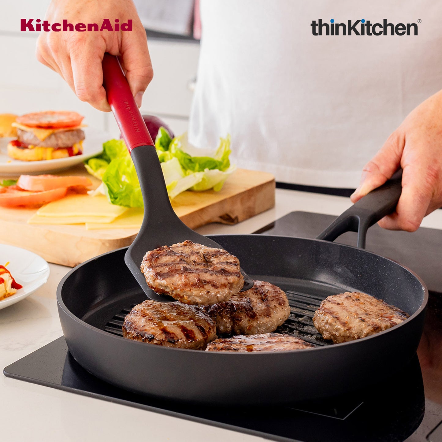KitchenAid Slotted Turner Spatula - Empire Red, 34cms | Heat Resistant