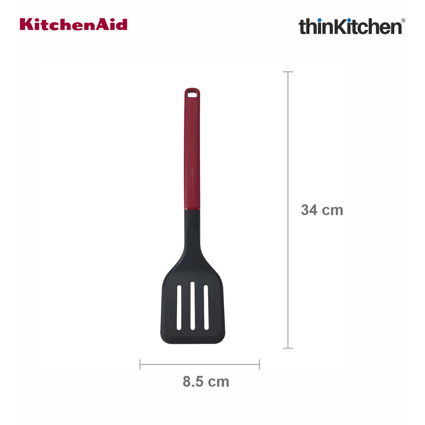KitchenAid Slotted Turner Spatula - Empire Red, 34cms | Heat Resistant