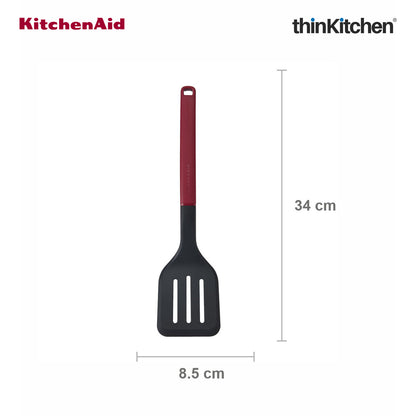 KitchenAid Slotted Turner Spatula - Empire Red, 34cms | Heat Resistant