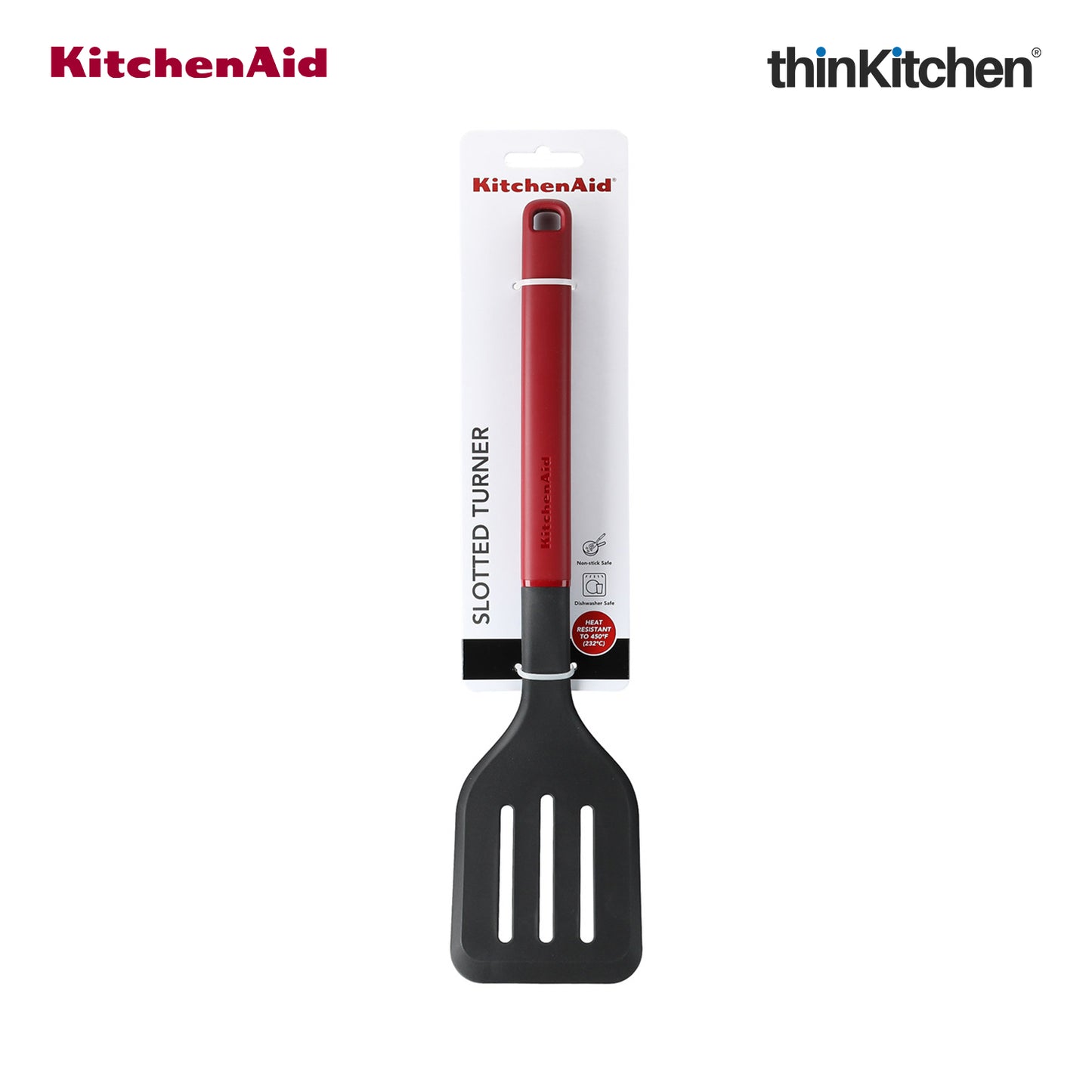 KitchenAid Slotted Turner Spatula - Empire Red, 34cms | Heat Resistant