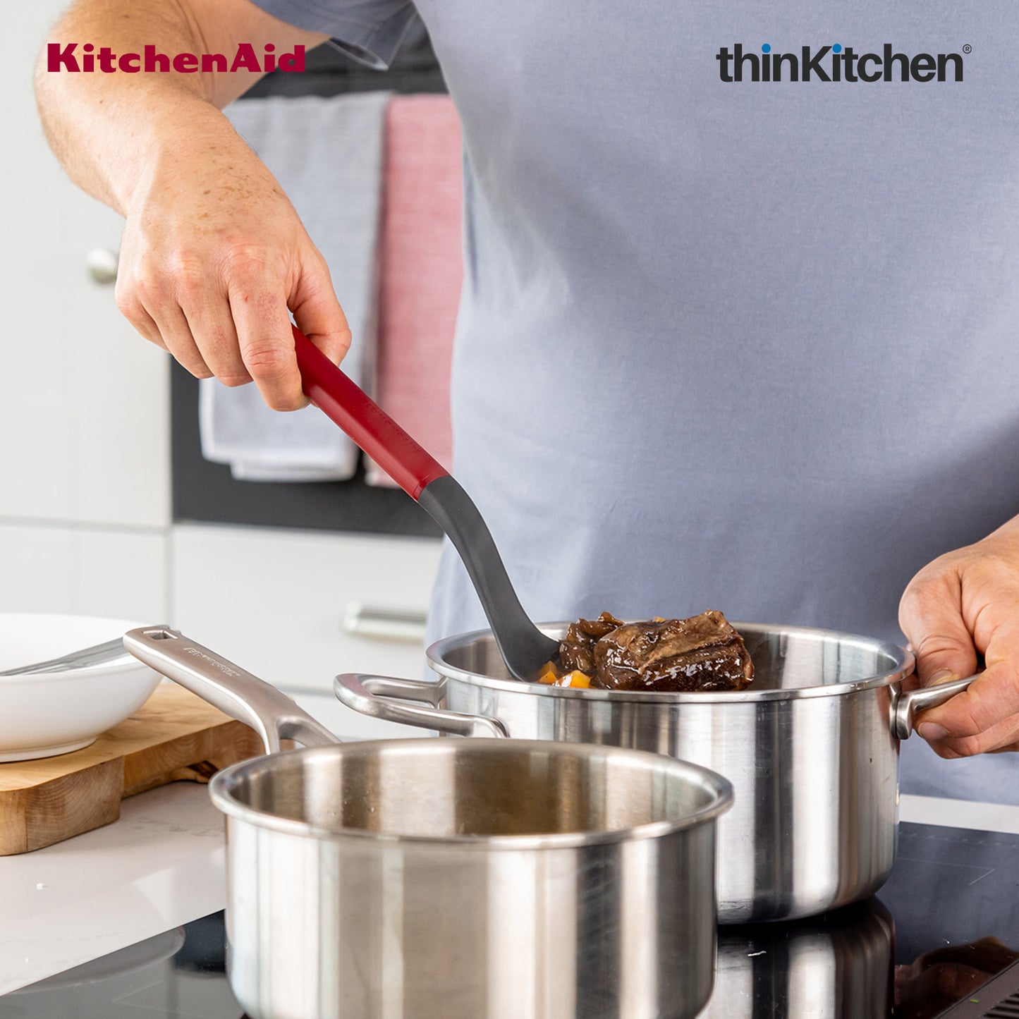 KitchenAid Premium Cooking Spoon, Heat Resistant Nylon Cooking Utensil, Non-Stick Safe Kitchen Tool with Durable Handle, Dishwasher Safe - Empire Red, 34cm