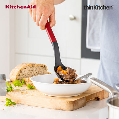 KitchenAid Premium Cooking Spoon, Heat Resistant Nylon Cooking Utensil, Non-Stick Safe Kitchen Tool with Durable Handle, Dishwasher Safe - Empire Red, 34cm